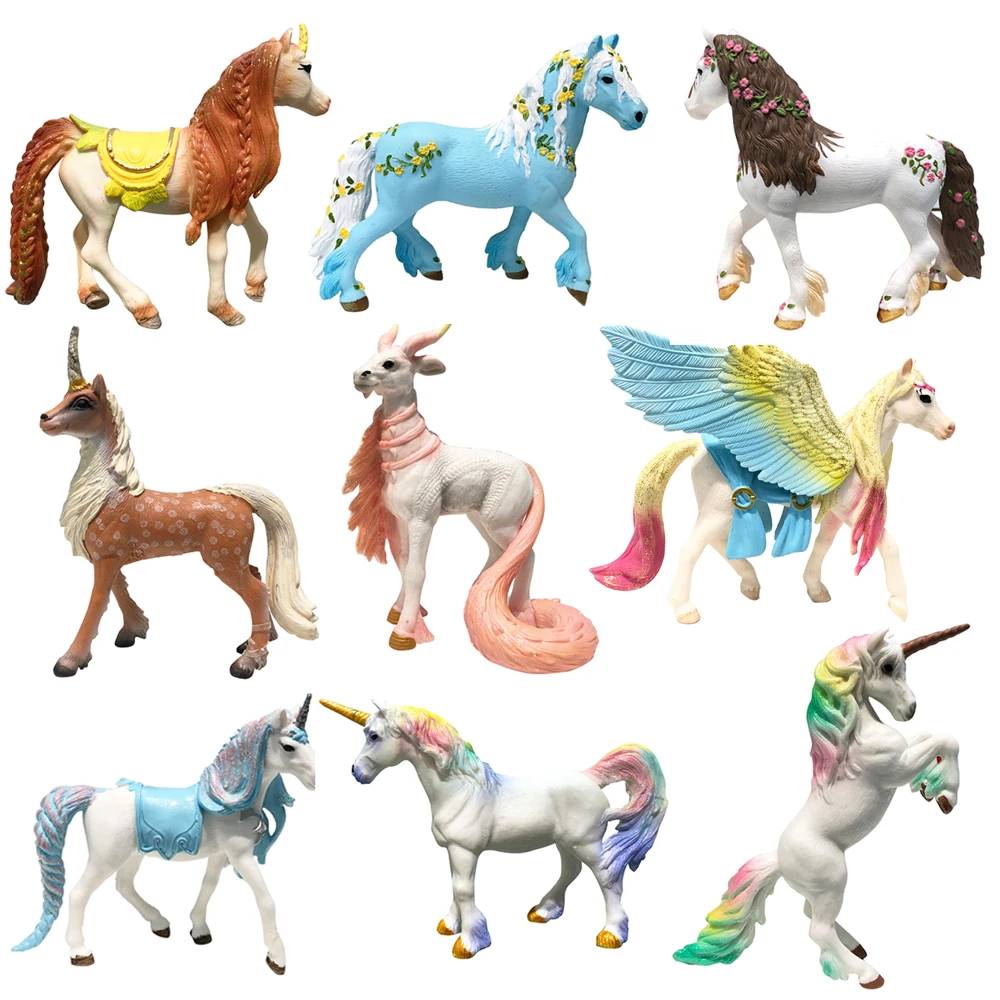 Simulation mythical animal PVC solid hand painted fairy unicorn model toy