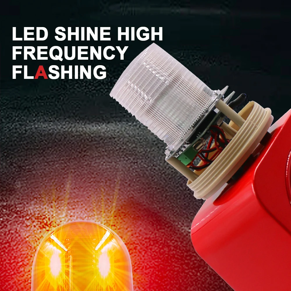 24V 220V 120db LED Strobe Light Outdoor Industrial Motion Detection Voice Alarm Siren for Construction Site Voice Siren