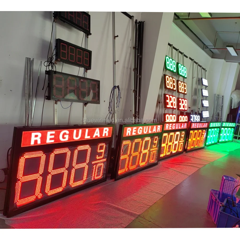 Double Side 12Inch REGULAR DIESEL 8.88 9/10 Led Gas Price LED Sign for petrol