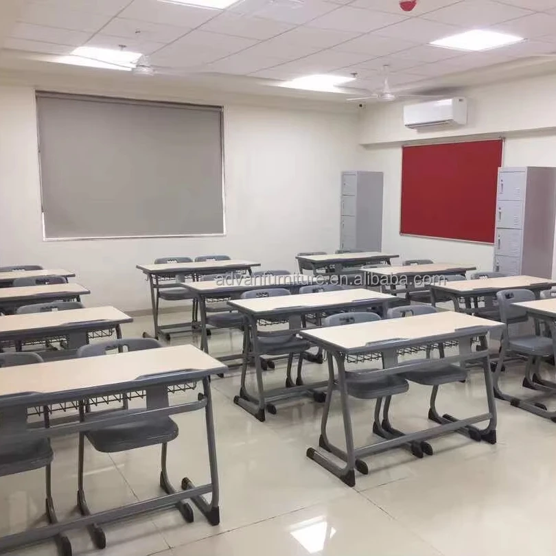 Primary School Furniture Supplier Double Metal Wooden School Chair Student Table And Chair Set For School