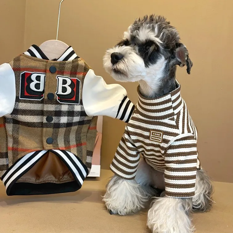 Hot Selling Brown Beige Plaid Luxury Designer Dog Coats Pet Clothes Best Seller Pet Jacket Winter Clothes For Dogs