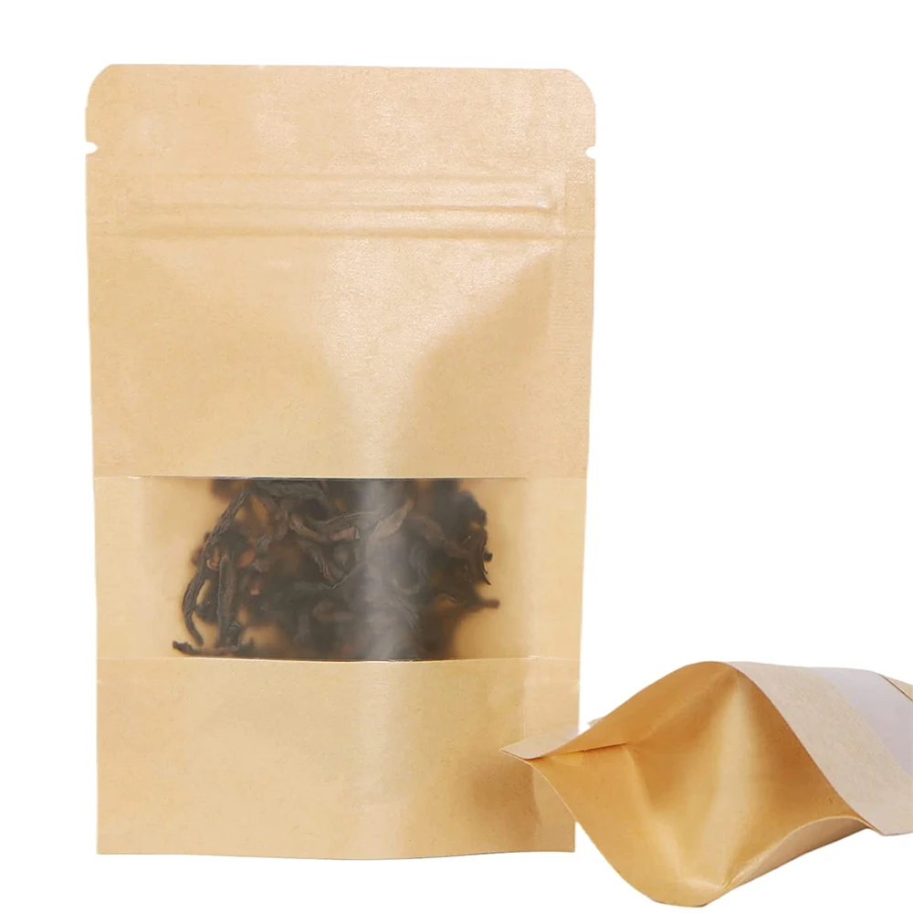 Wholesale cheap recycled Food Packaging kraft paper zipper kraft ziplock