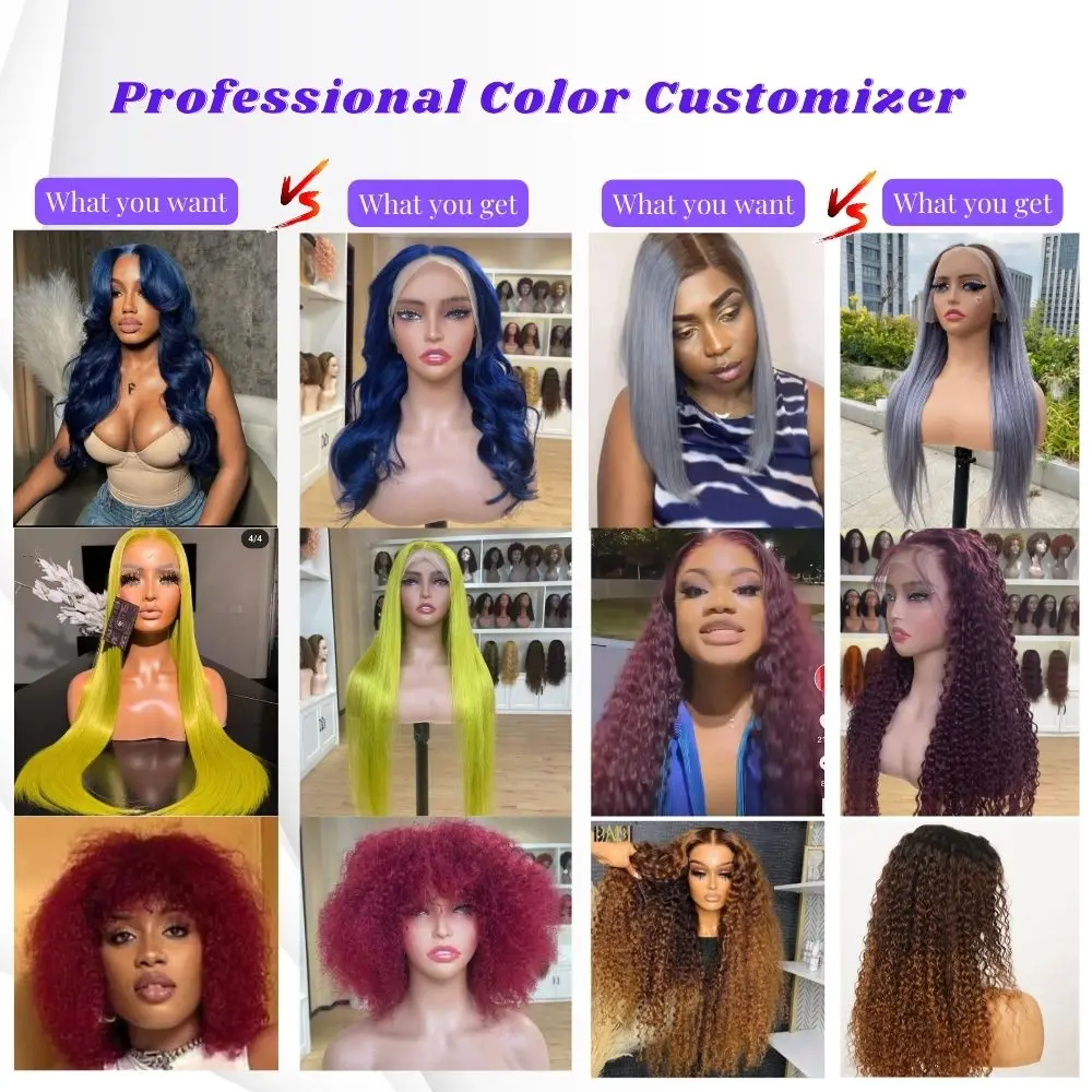 Royce Customize Colored Human Hair Wigs Breathable Scalp Lace Wigs Bone Straight With Bang Human Hair Wigs For Black Women