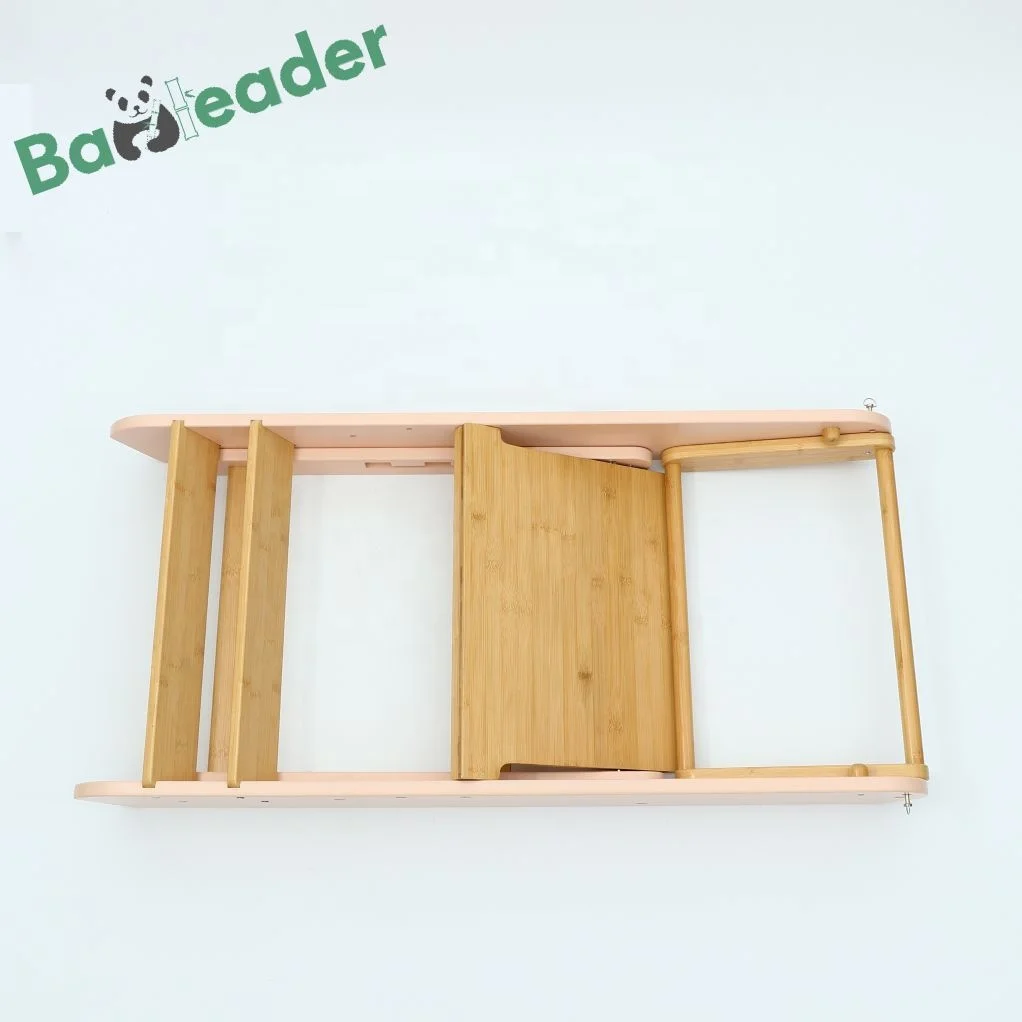 OEM Collapsable Bamboo Wood Child Step Stool Bamboo Montessori Toddler Learning Tower Adjustable Kitchen Bamboo Kids Step Stool