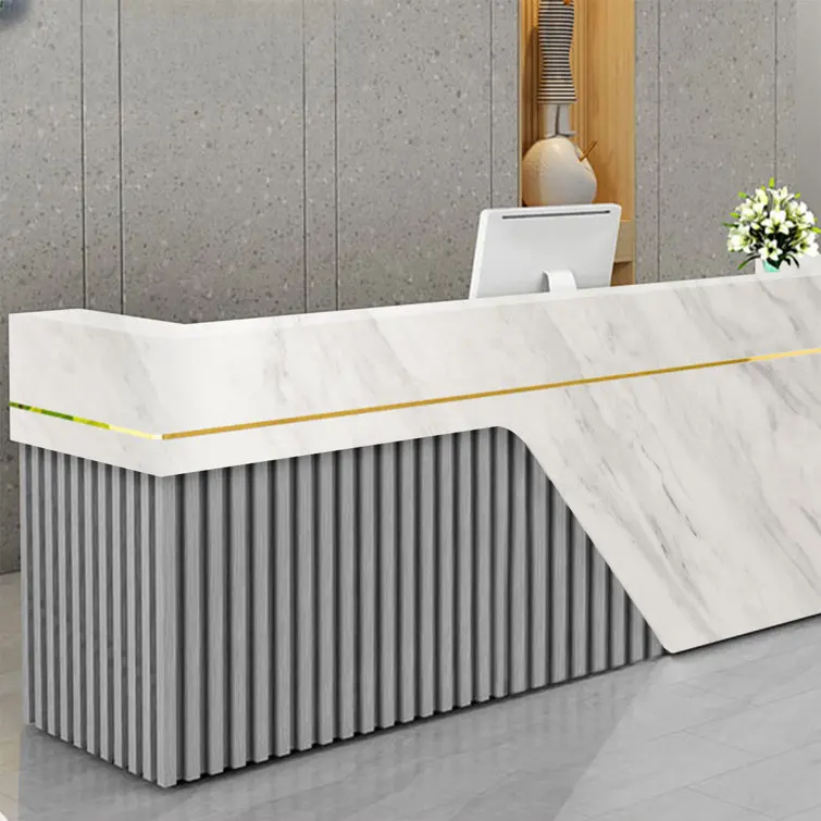 Modern Minimalist Small Marble Metal Gold Cash Register Beauty Salon Bar Reception Desk Custom Color Front Desk