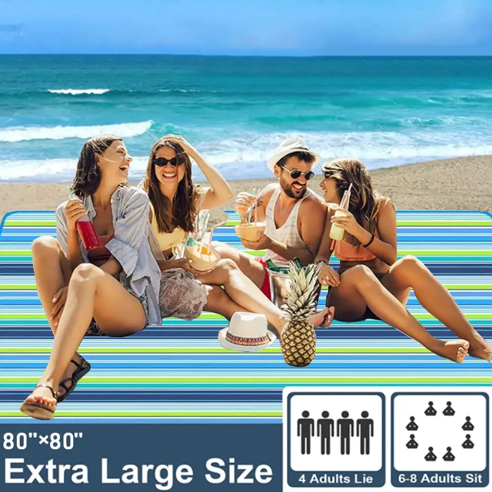 Foldable Portable Oversized Polyester Indoor Outdoor Lightweight Waterproof Beach Travel Hiking Picnic Camping Blanket Mat