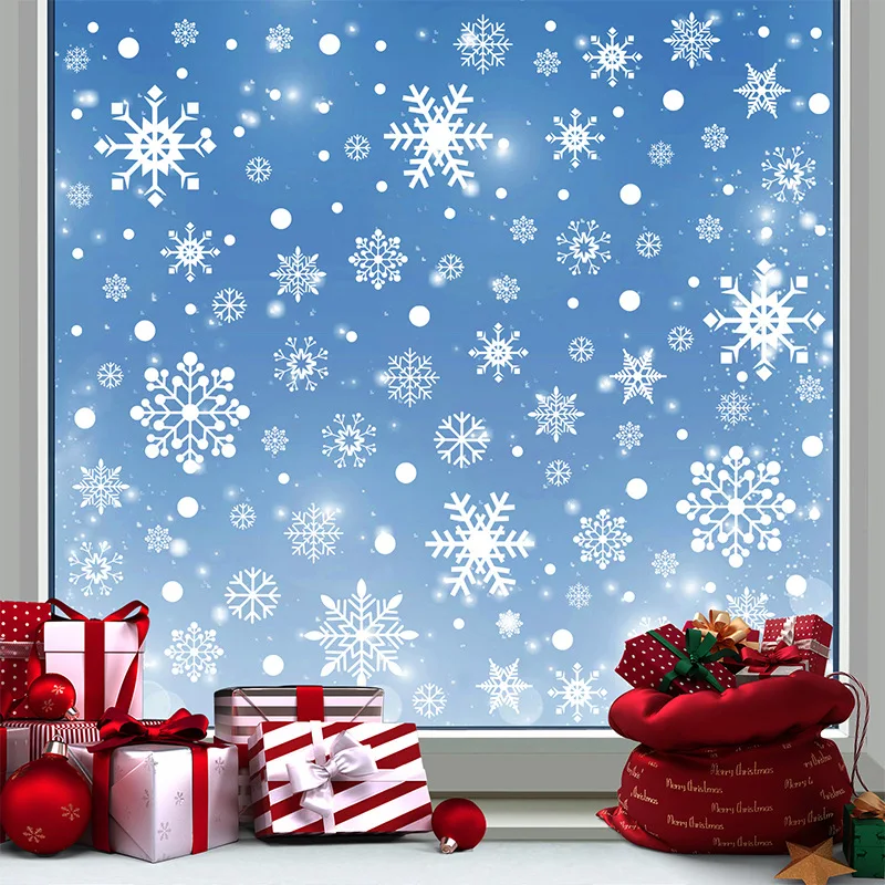 Wholesale Christmas White Snowflake Static Window Sticker New Year Showcase Window Glass Door Background Decoration Sticker