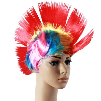 Nice Service Football Fan Hair Football Fans Hat Football Wigs White Red Blue