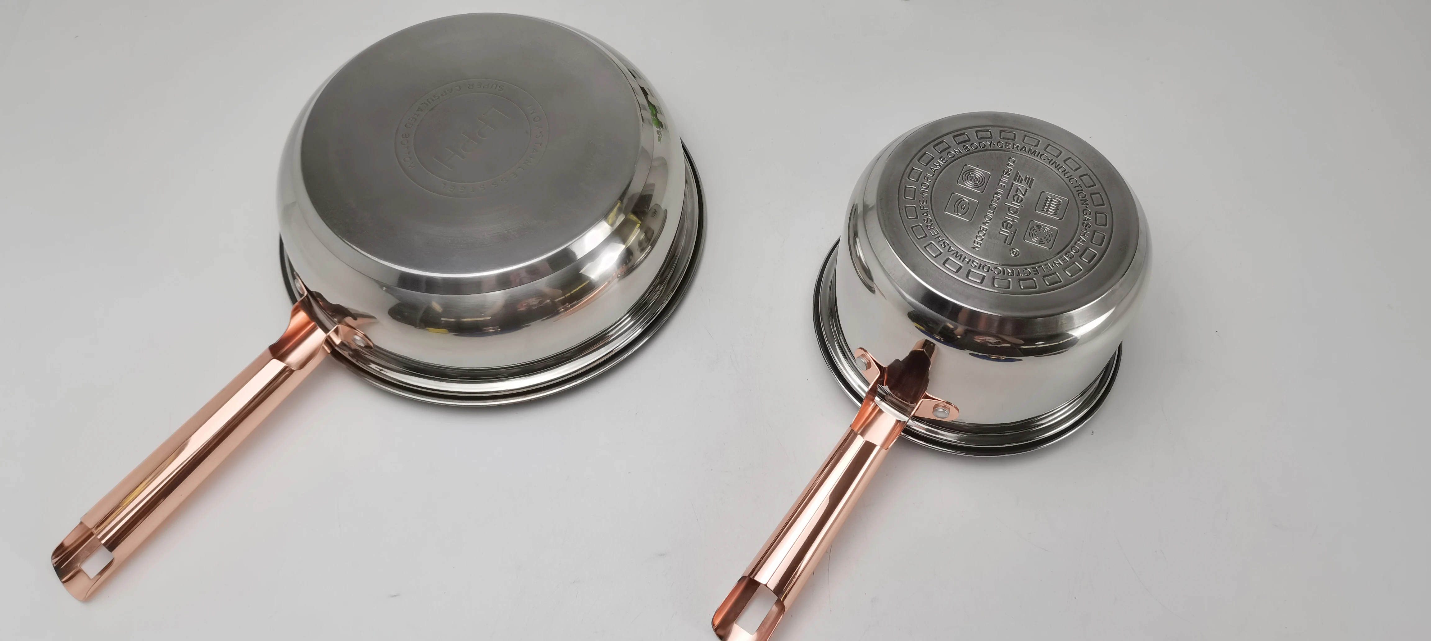 Luxury Non stick cookware set 12 pcs Cooking Pots Set With Champagne Gold Flat Steel Handle Stainless Steel Cookware Sets