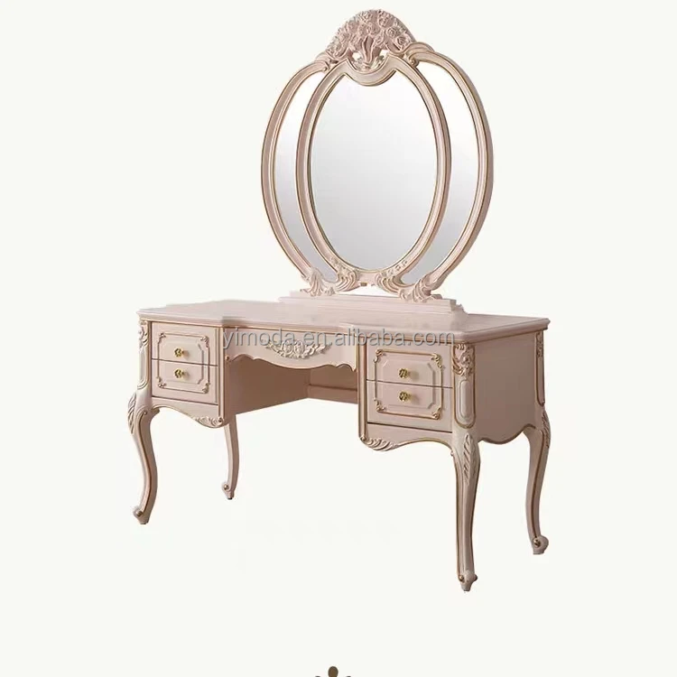 Luxury Modern Dressing Table for Bedroom Make up Dressing Table White with Mirror Vanity Bedroom Furniture 1 Piece Wood Modular
