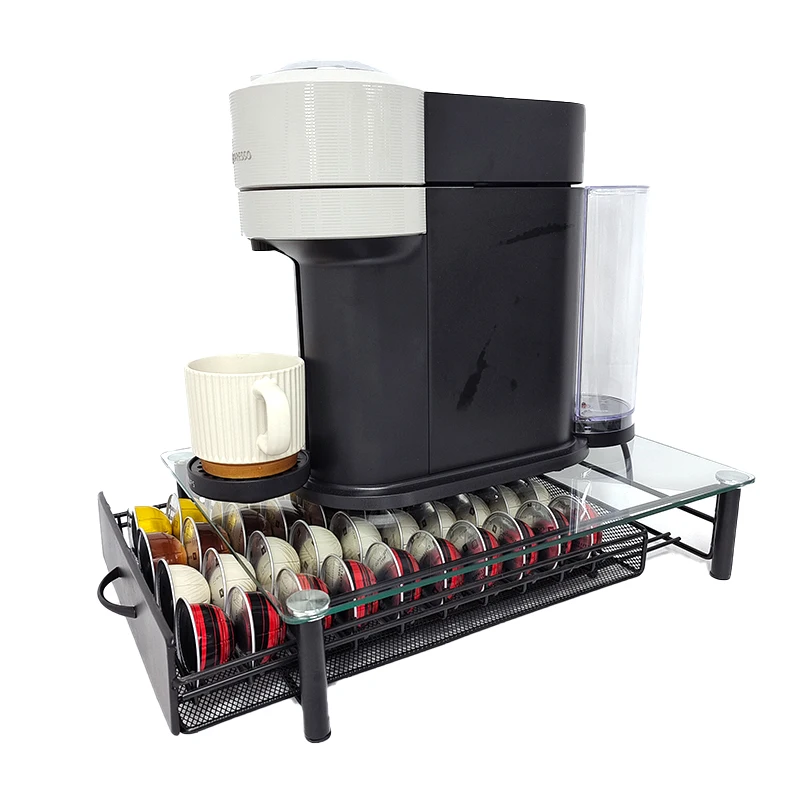 Tempered Glass Holder Drawer Vertuoline Pods Compatible with 40 Dolce Gusto Capsules coffee pod storage drawer
