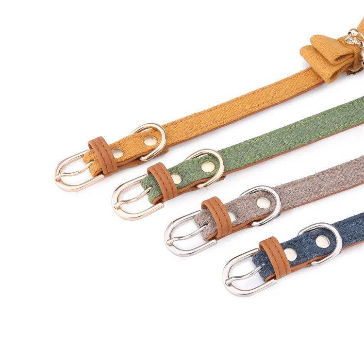 Cat Collars with Bow Tie and Bell Breakaway Felt Pet Collars Adjustable Buckle Collars for Cat Small Dog