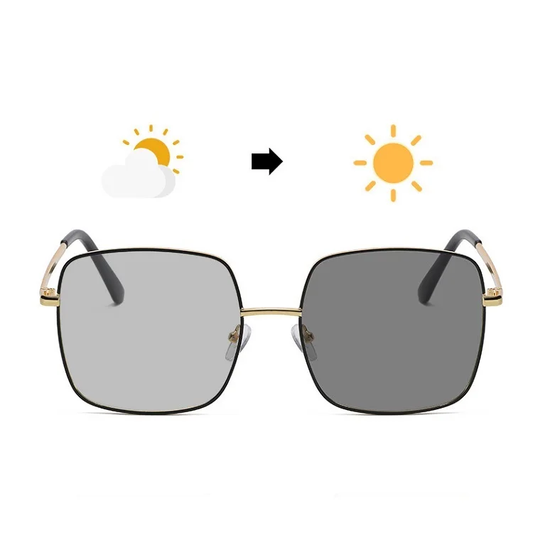 Fashion New Big Frame Photochromic Lenses Anti-blue Light Glasses for Driving