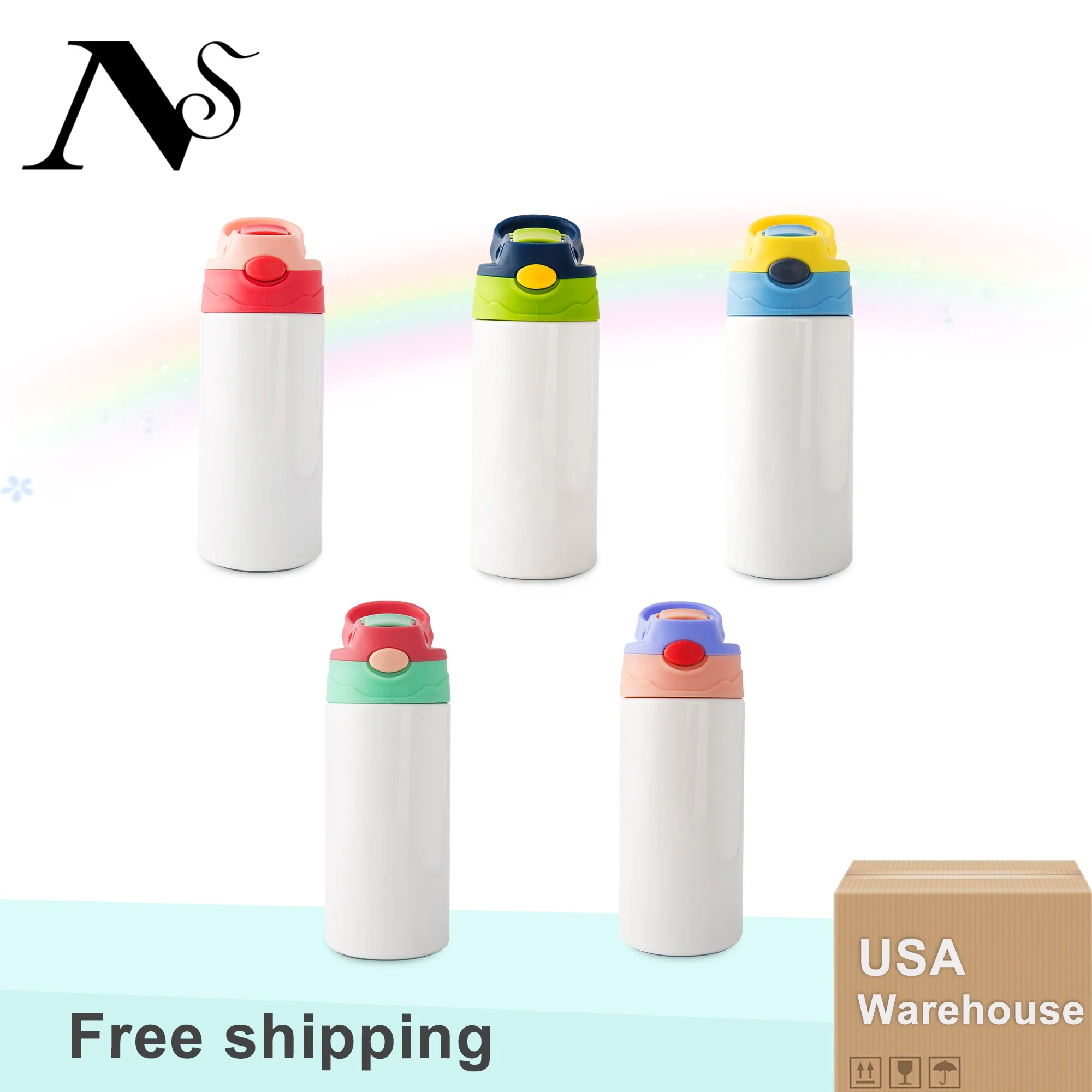 USA In Stock Leak Proof Mixed Color Sippy Cup Black And Red Blanks 12oz Kids Sublimation Tumbler With Flip Top