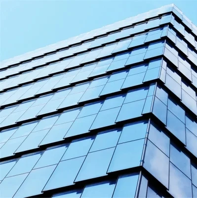 Exterior Facade Invisible Frame Reflective Blue Glass Curtain Wall