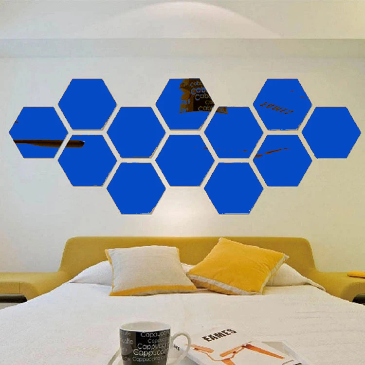 10 pcs Decorative Stickers Living Room 3D Decal Home Decor Art DIY Hexagon Acrylic Mirror  glow in the star setting wall sticker