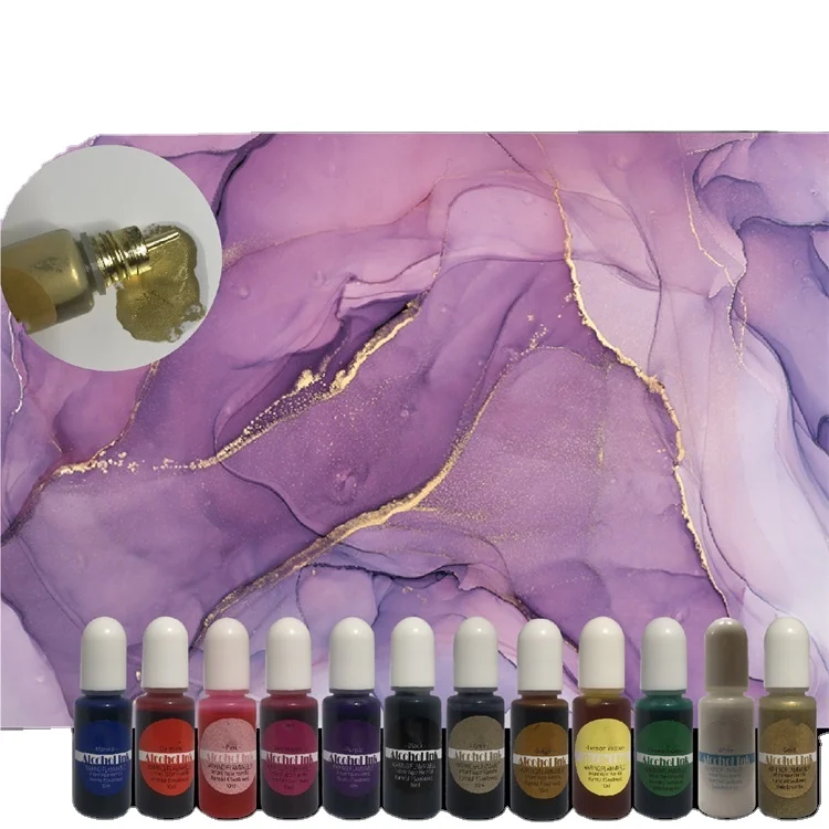 
12 Color Epoxy Resin Diffuse 3D Halo Dye Pigment Redenring Alcohol-Based Inks For Art Craft 