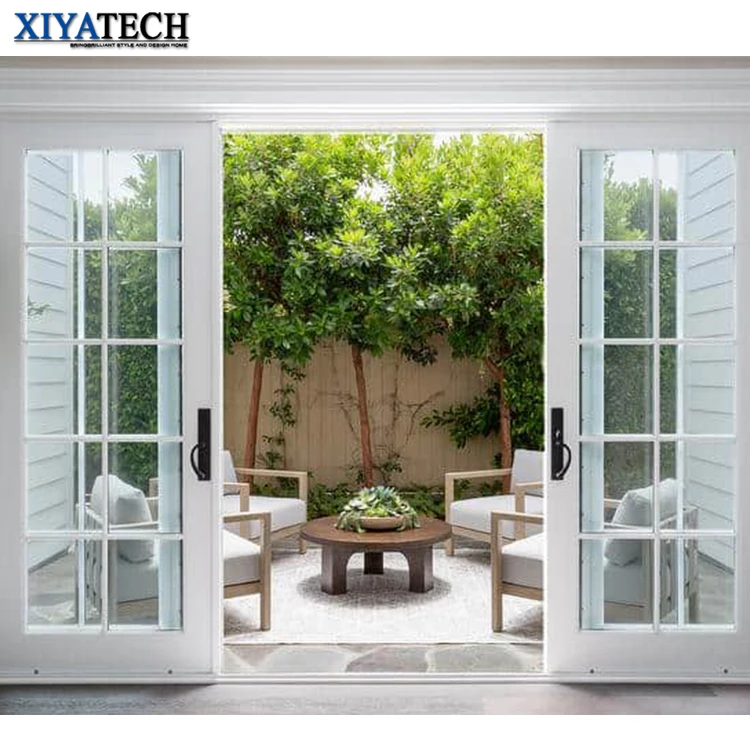 XIYATECH Factory customization modern house interior white aluminium french doors with fiberglass front entry exterior door