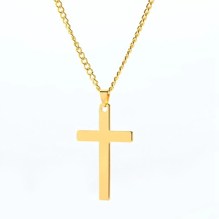 Qings Cross Stainless Steel Necklace Gold Cross necklace For Men Women Cross Necklace Pendant Fashion Jewelry