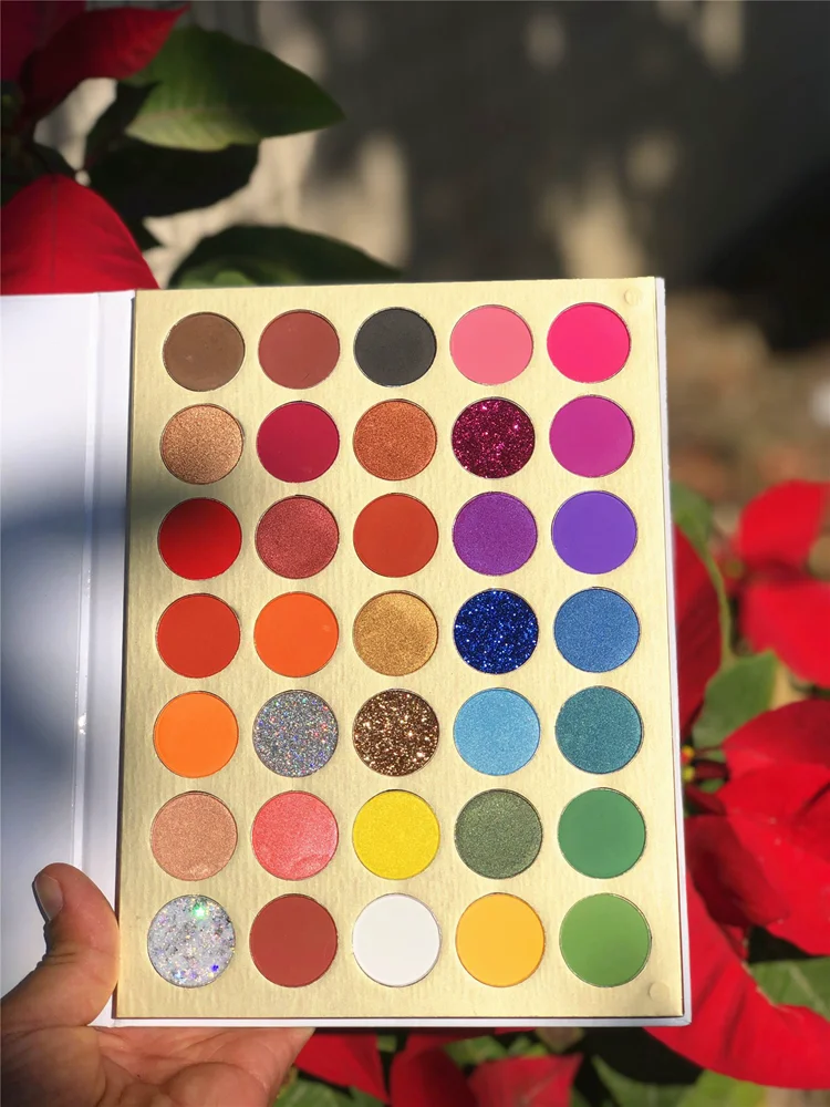 Оригинальная пигментированная палитра век для век, частная марка, белая упаковка, палитра под заказ, 35 цветов, яркая палитра теней для век телесного цвета