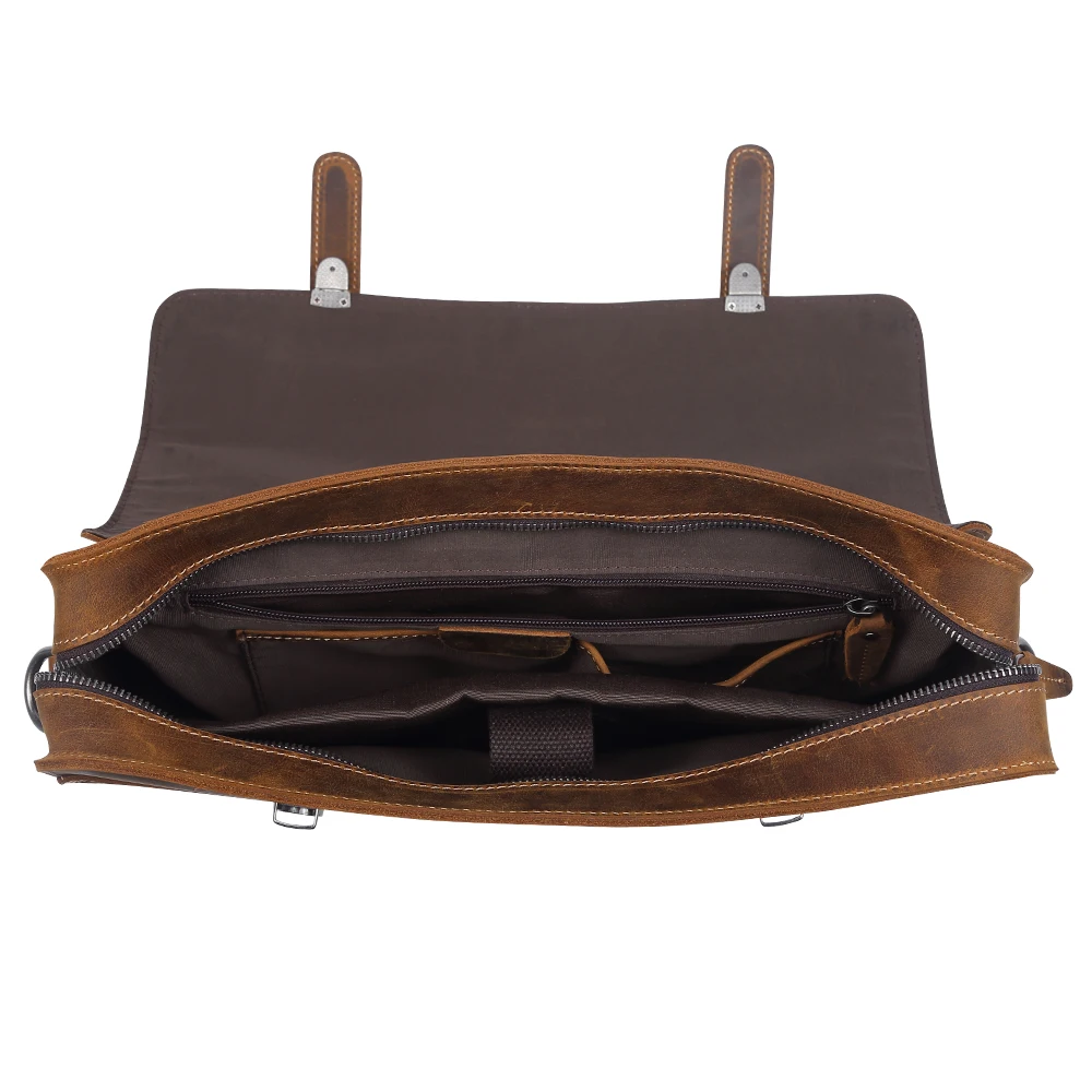 Wholesale High Quality shoulder strap flip Genuine Leather Laptop Computer Bag for Men handbag for macbook pro