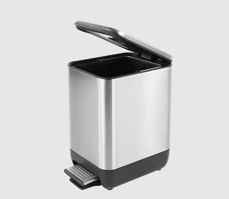 Stainless Steel 410 9L Rectangle Pedal Bin Soft Close Bathroom Trash Bin Household Kitchen Trash Bin with Stable Pedal