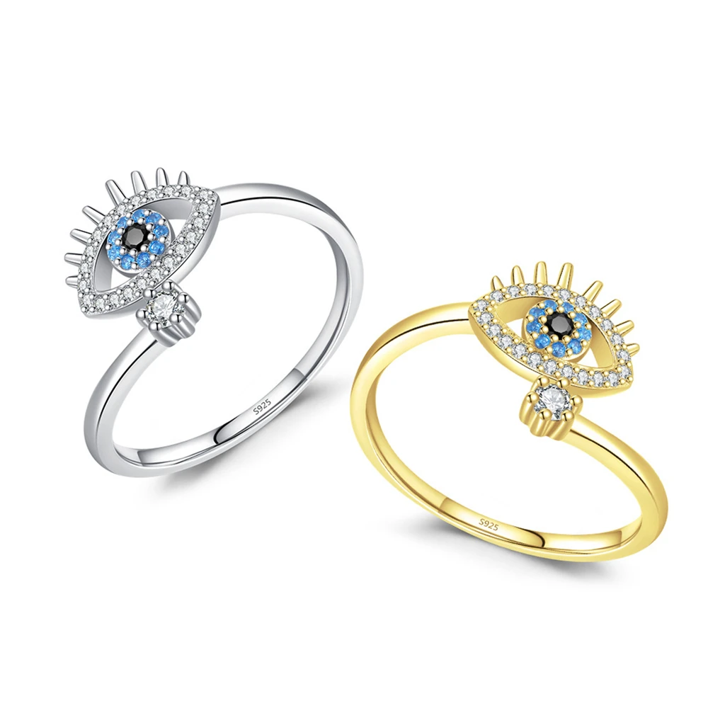 Daidan Evil Eye Ring 925 Sterling Silver Adjustable 925 Resizeable Cz Turquoise Eyebrow Ring