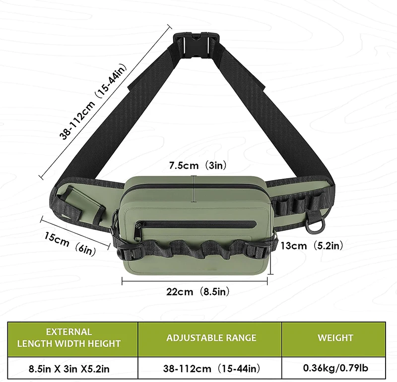 Waterproof Fishing Waist Pack Fishing Tackle Bag Fanny Pack Waist Bag with Adjustable Strap Fishing Rod Holder
