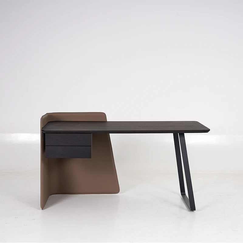Manufacturer Wood Veneer Standing Office Home Computer Desk Modern Design Steel Leg Computer Desktop Table