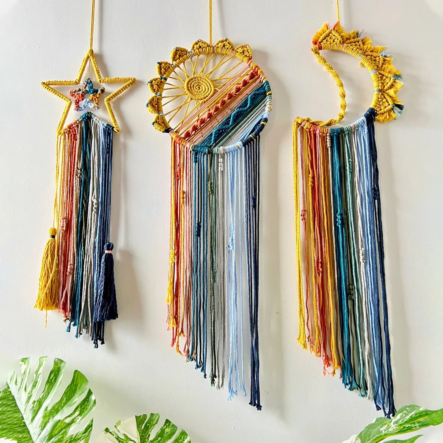 New Bohemian Style Dream Catcher Wall Decoration Foreign Trade Textile & Fabric Crafts Star Moon Sun Tapestry Colorful Tassels