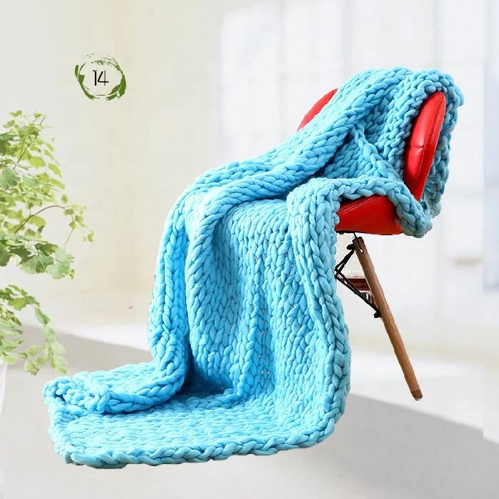 wholesale  chunky net tube knit throw weighted  blanket super soft woven blanket bohemian