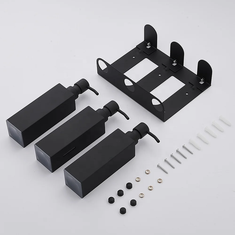 Customize Metal Liquid Soap Dispenser 3-in-1 Wall Mount Square Shower Shampoo Dispenser With Visible Window