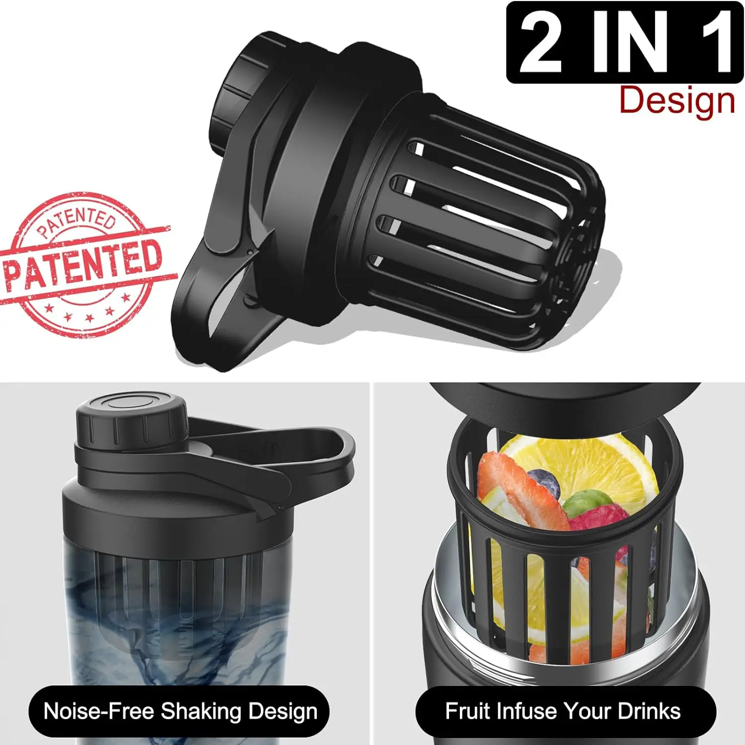 High Quality 750ml Gym Stainless Steel Shaker Bottle Custom Logo Protein Fitness Bottle  With Mixer Ball for Gym