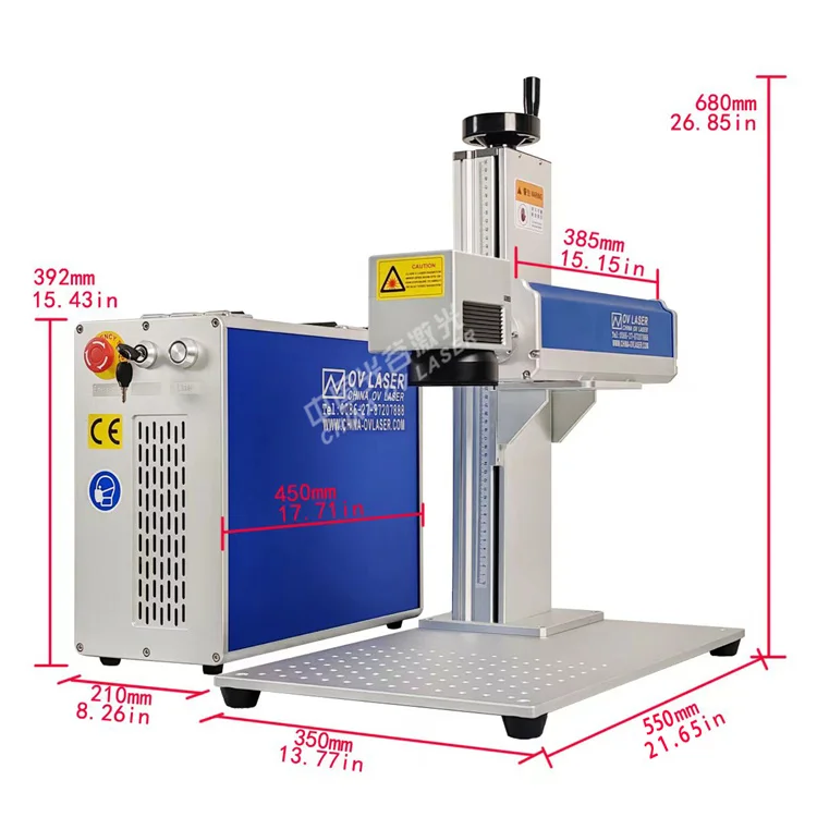 Fiber Laser Engraving machine Wuhan OV Laser JPT Mopa M7 60 watt with Rotary