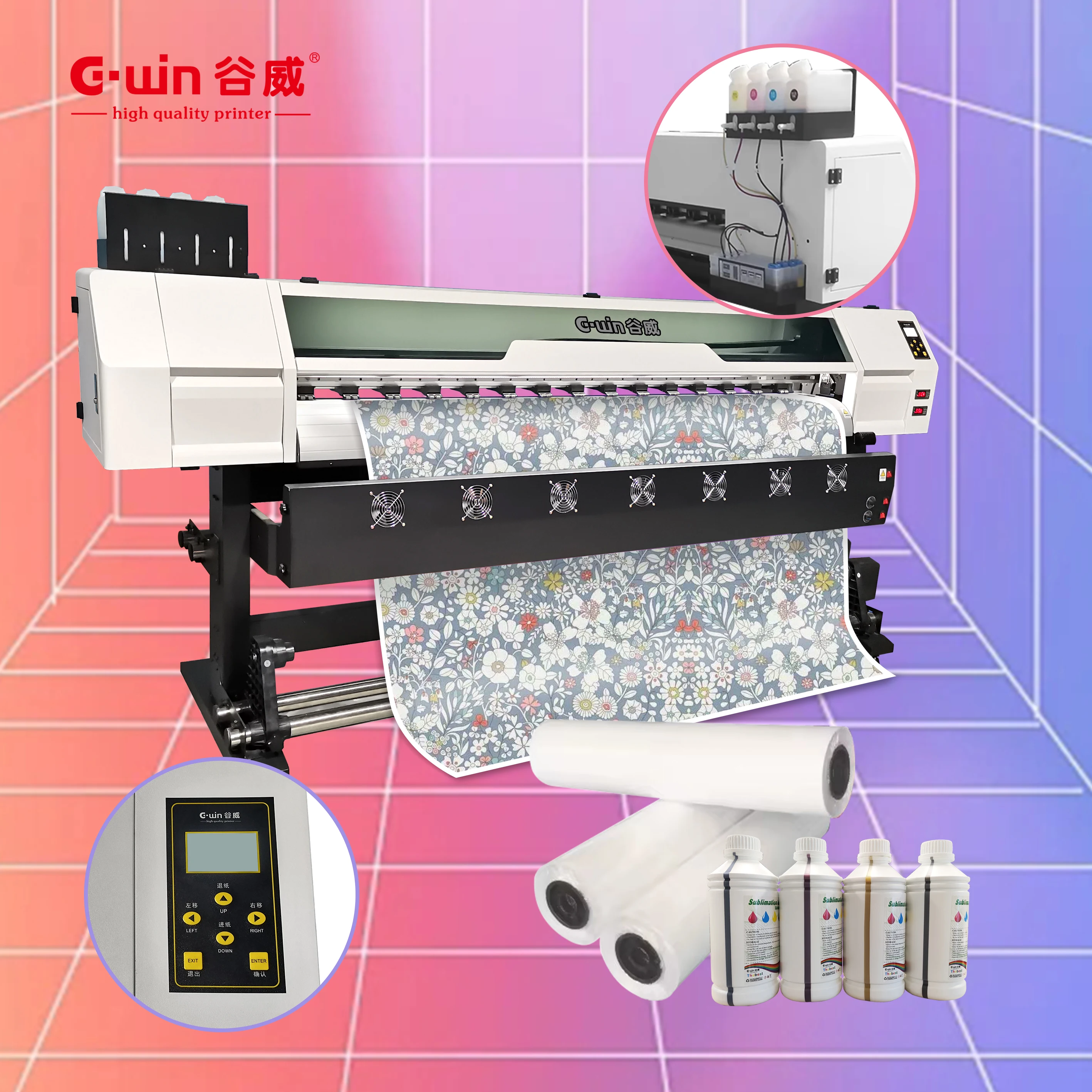 Gwin 1800mm Best Automatic Grade Sublimation Printer and Heat Press for Paper Transfer for Clothes