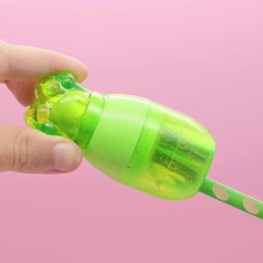 new fun cute cat claw colored eraser double hole plastic pencil sharpener for kids factory wholesale student stationery supplies