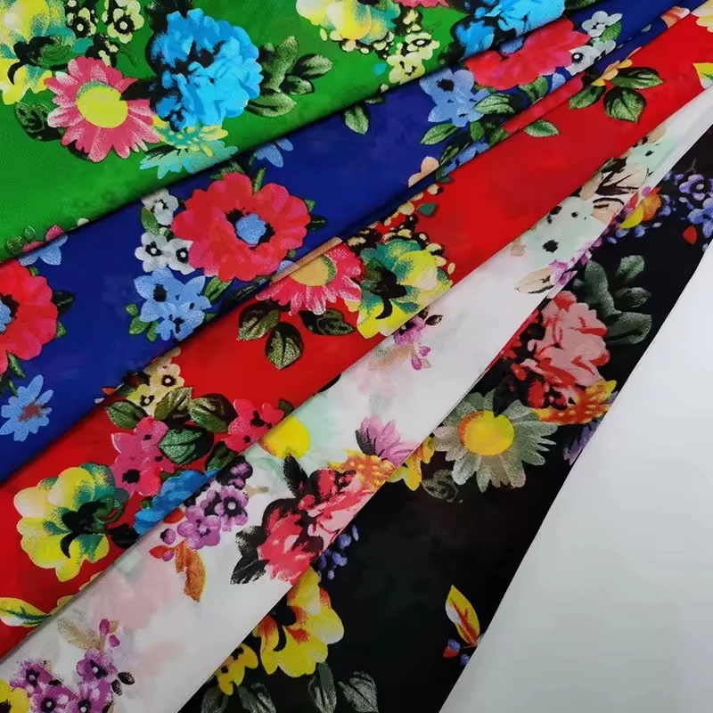 Shaoxing yuyuan digital printed material 75d High twist chiffon 100% polyester bangladesh dubai chiffon fabric wholesale