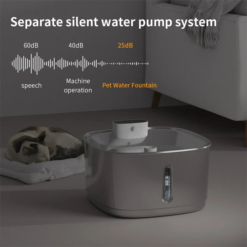 3.2L 108oz smart Automatic wireless stainless steel Cat drinking water Fountain with sensor and Filter cat water dispenser