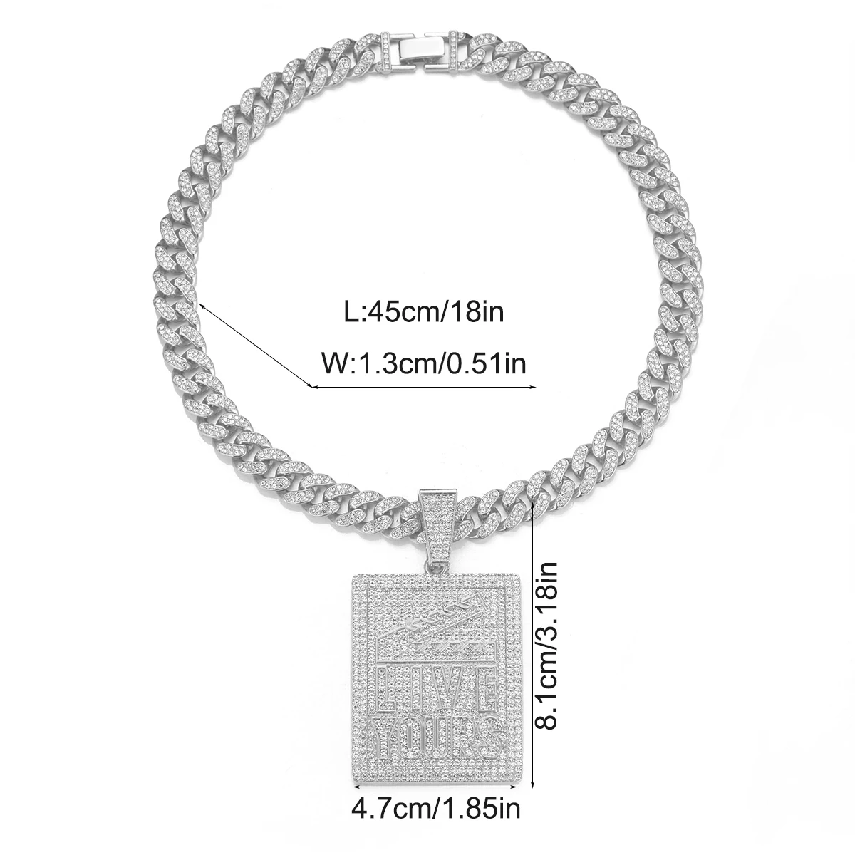 Live Yours Clapper Board Pendant Live Your Dream Inspirational Military Dog Tag Pendant with Cuban Link Chain Centralcee Chains