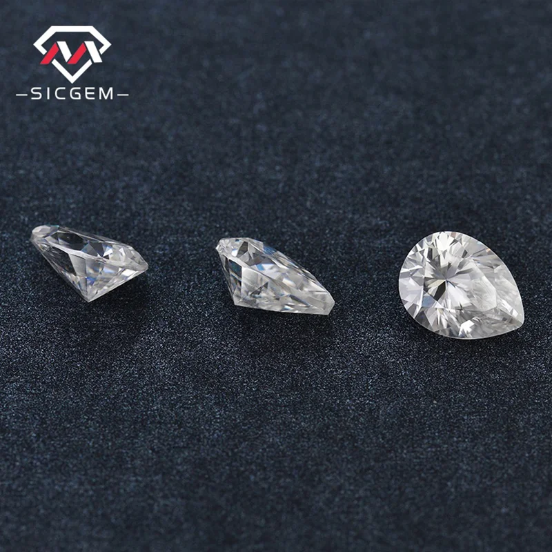 SICGEM Loose Gemstone 10x7mm 2-3 CT 4 CT Synthetic Pear Cut Waterdrop Shaped Moissanite Diamond