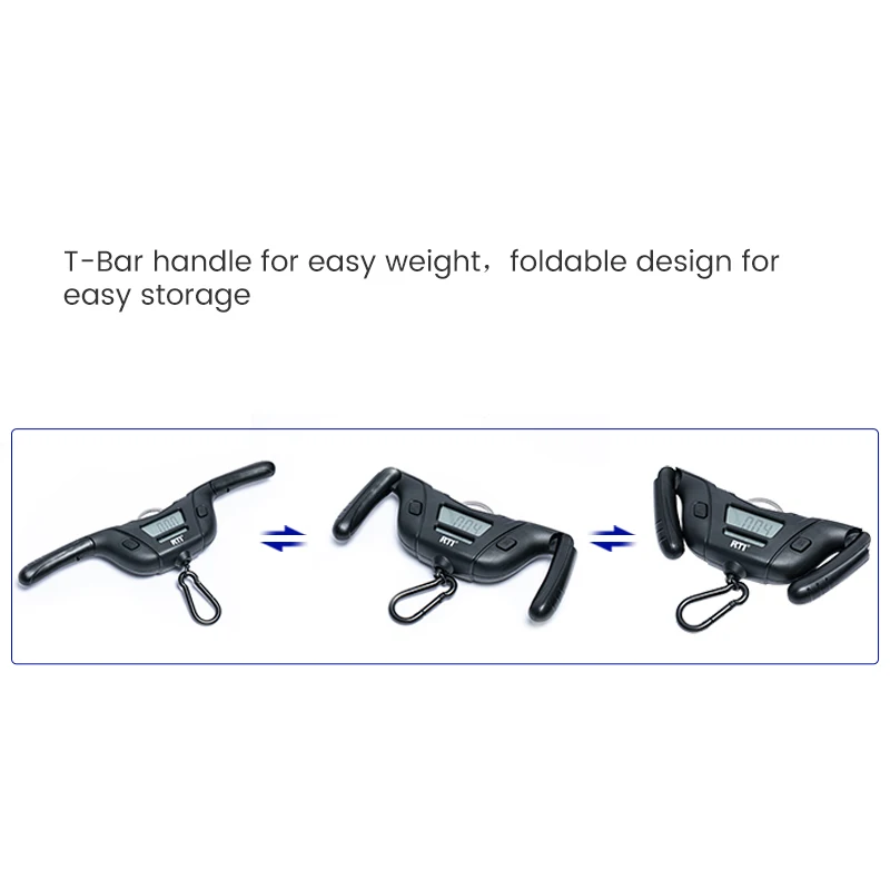 Multi-Mode Pound/Ounces & Kilograms Water Resistant 110LB 50KG Digital Fishing Scale with Foldable T Bar Handle