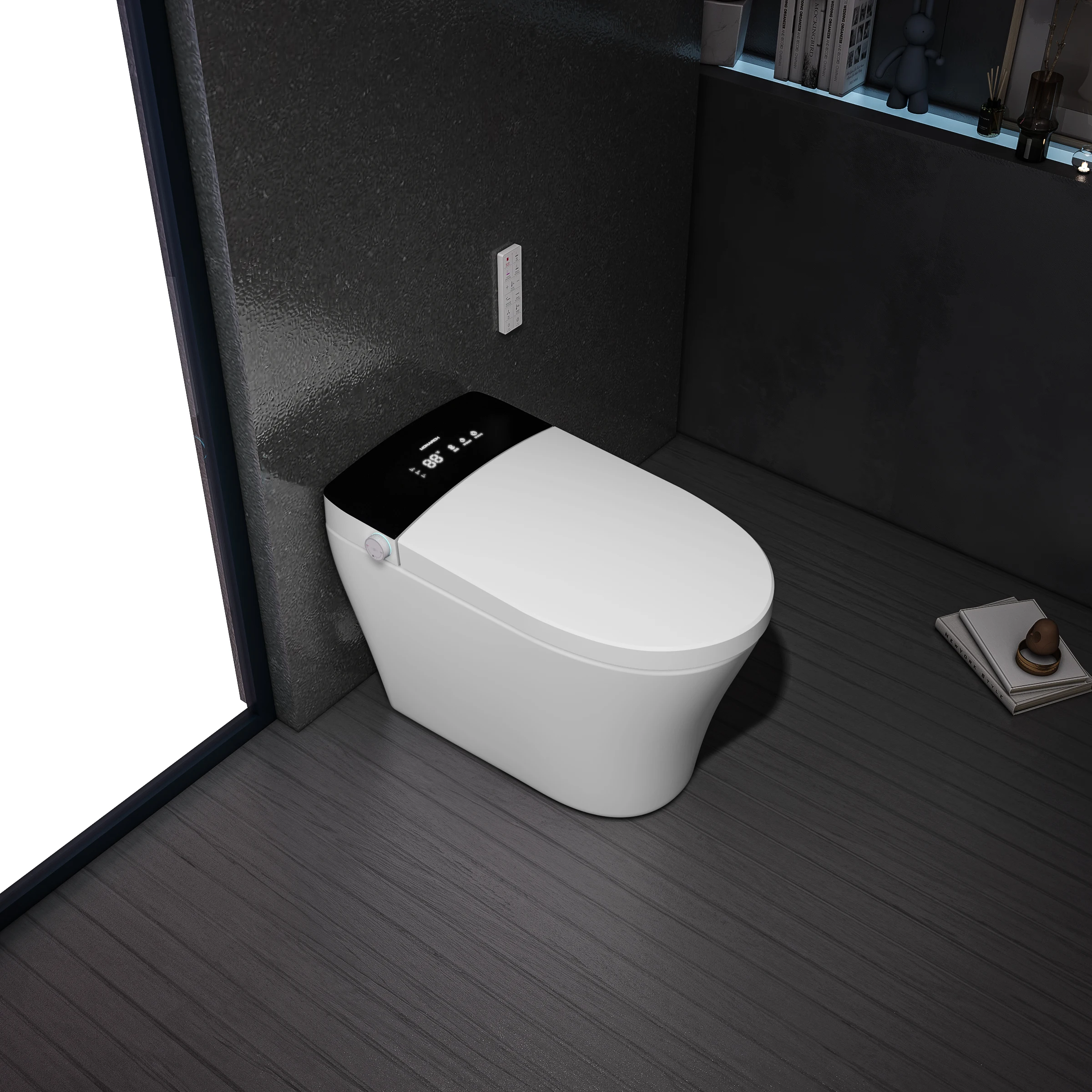 Ceramic floor mounted electrical smart toilet Siphon Flushing elongated automatic seat heating one piece intelligent toilet