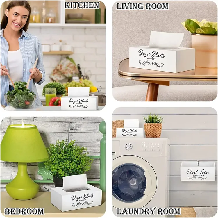 Dryer Sheet Holder, Wooden Dispenser with Hinged Lid for Fabric Softener Sheets,Container Storage Box,Laundry Sheet Dispenser