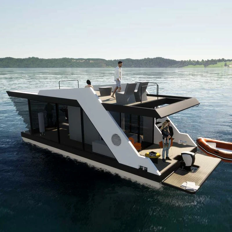 Luxury Houseboat Floating Cabin Pontoon House Boat For Sale Made In China Oem Floating Yacht Boat Live On The Water