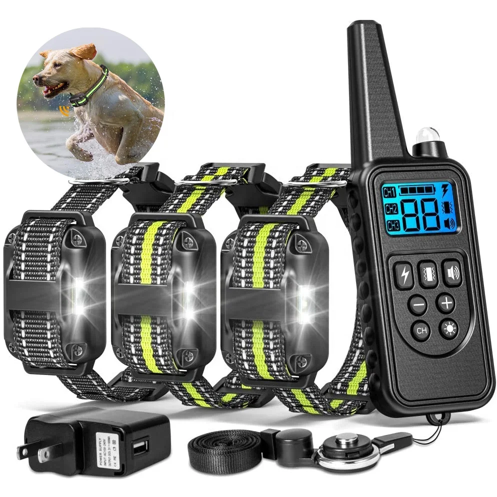 
1000 yards waterproof electric rechargeable e alarm remote pet shock dog training collars 