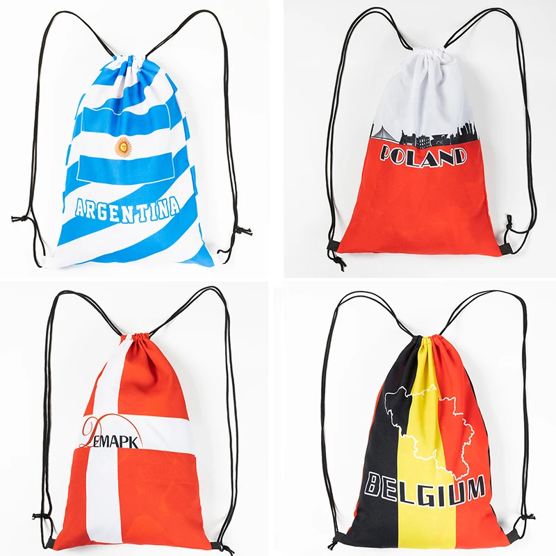 2022 Qatar World Cup Football Top 32 Countries Fan Accessories Souvenir Fan Backpack Nation Cheering Drawstring Pocket