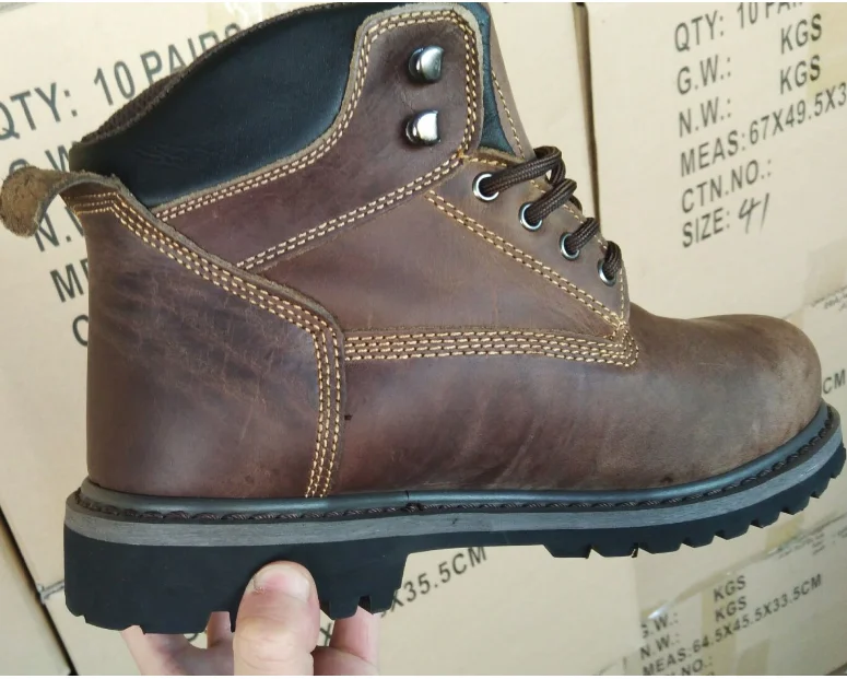 Customizable S3 grade goodyear process outdoor leather safety shoes for special forces