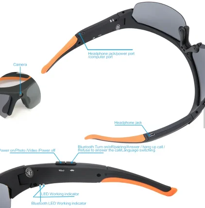 Full HD 1080P Wireless BT Glasses Video Recorder Glasses With Camera