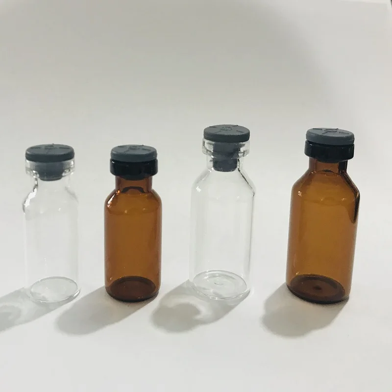 High quality 3ml mini clear amber type 1 glass vial for injection glass bottle with butyl rubber stopper and aluminum lid