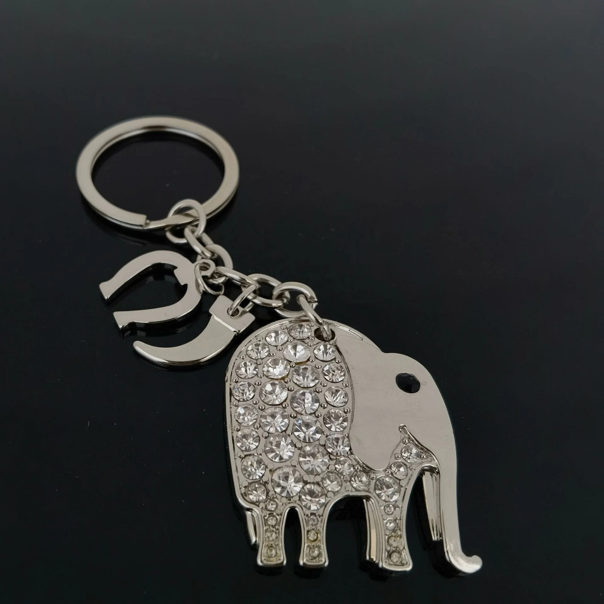 metal elephant keychain with crystal elephant key ring Thailand CD-KR400